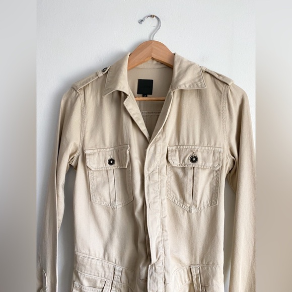 $198‼️Joe’s Jeans Denim Khaki Long Sleeves Collared Romper Military Cargo Safari - Picture 4 of 10